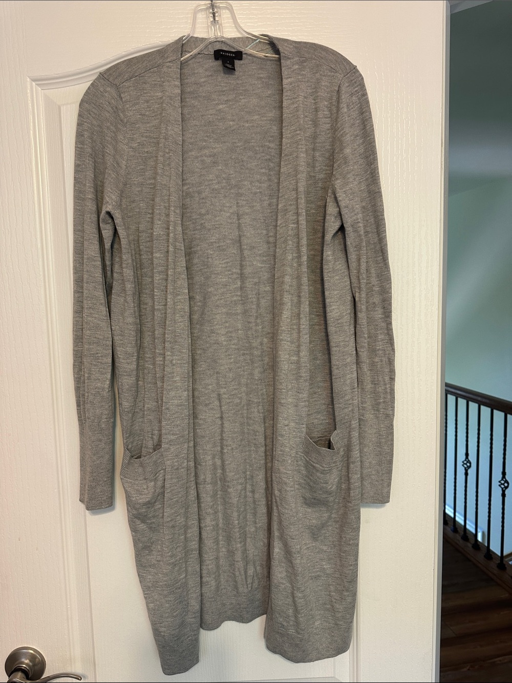 Halogen Open Longline Cardigan Gray Size S